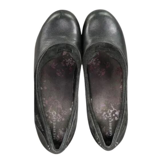 Merrell Shoes Womens 9.5 Wedge Slip On Fashion Classic Leather Lotus Black Comfy - Picture 7 of 15